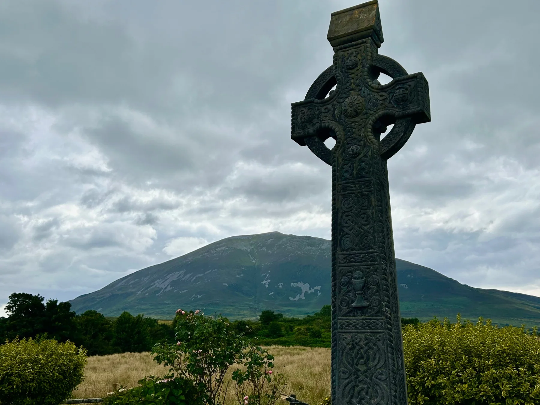 Father Andrew Conroy memorial with Croagh Patrick in the background